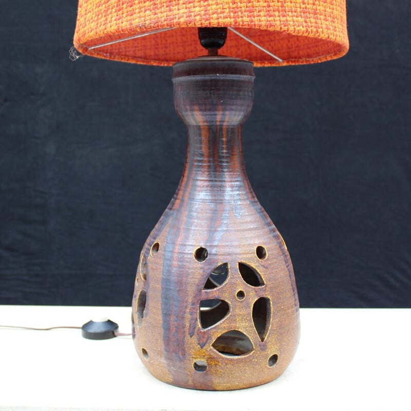 Vintage orange floor lamp in ceramic - 1960s