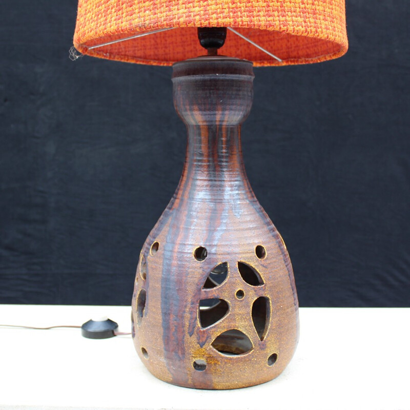 Vintage orange floor lamp in ceramic - 1960s