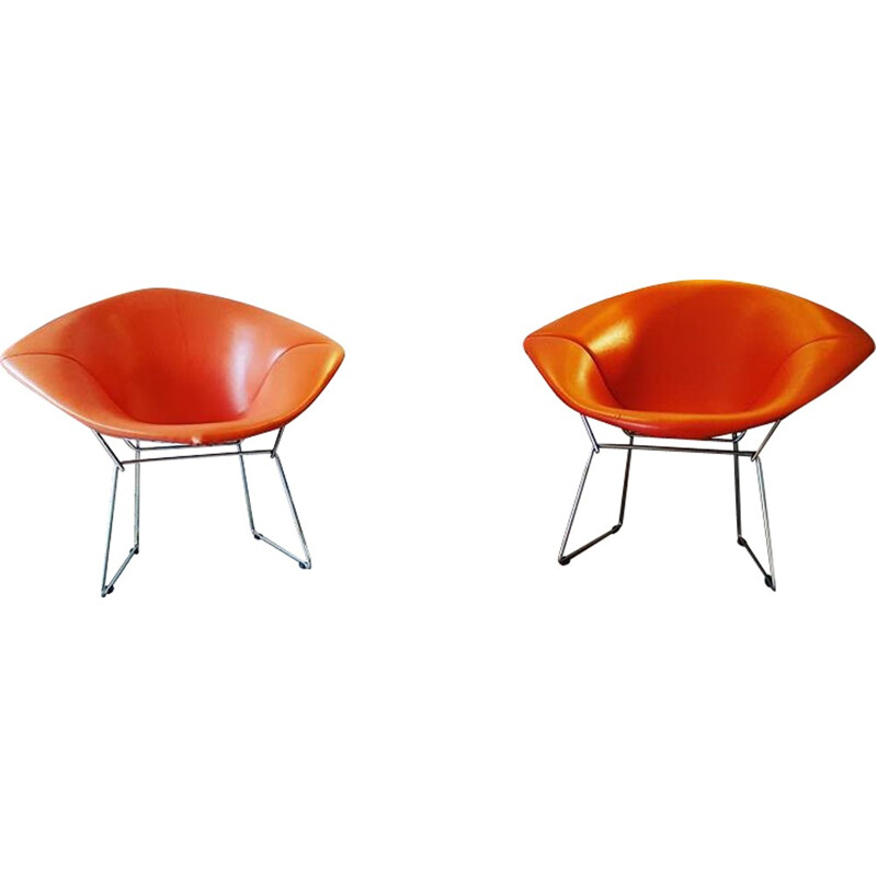 2 Diamond chair armchairs vintage by Harry Bertoia - 1965