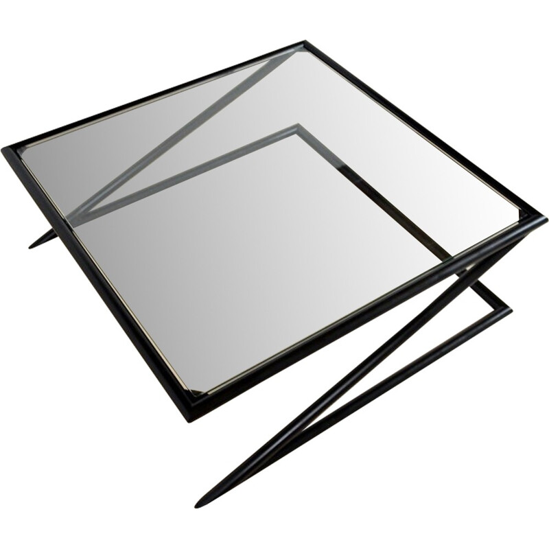 Harvink vintage coffee table Z in glass and metal - 1980s