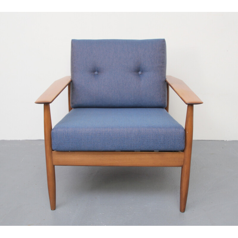 Blue scandinavian Armchair vintage - 1960s