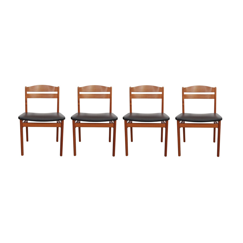 Suite de 4 chaises vintage à repas en teck - 1960
