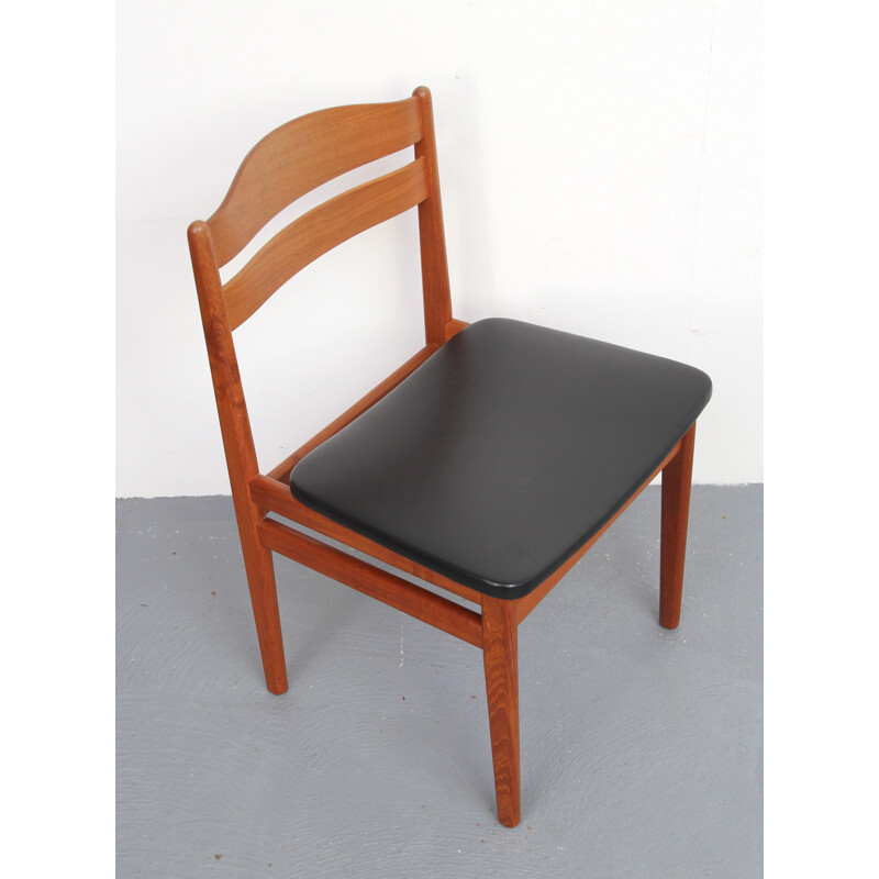 Suite de 4 chaises vintage à repas en teck - 1960