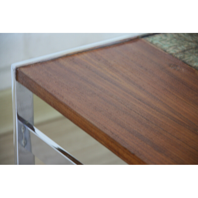 Vintage coffe table in wood, with inlaid tiles - 1970s