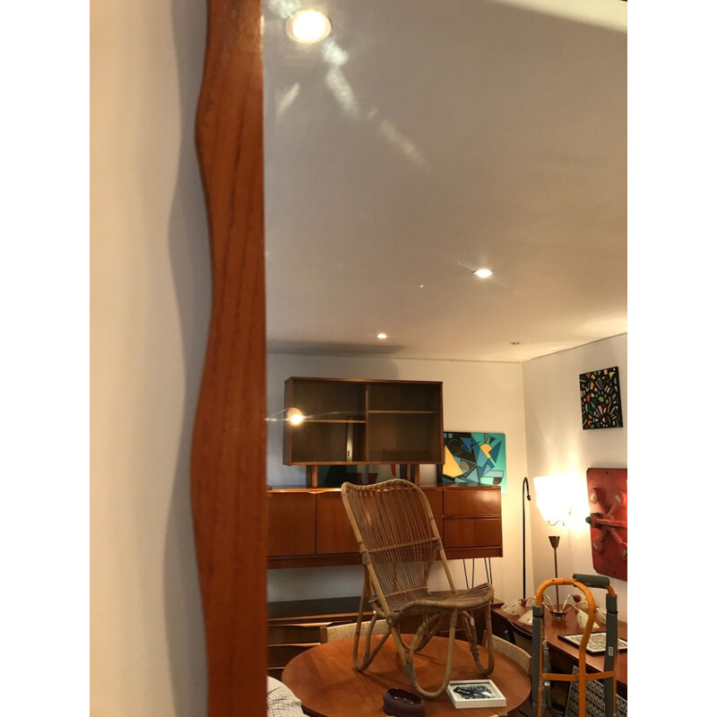 Large teak rectangular mirror - 1960s