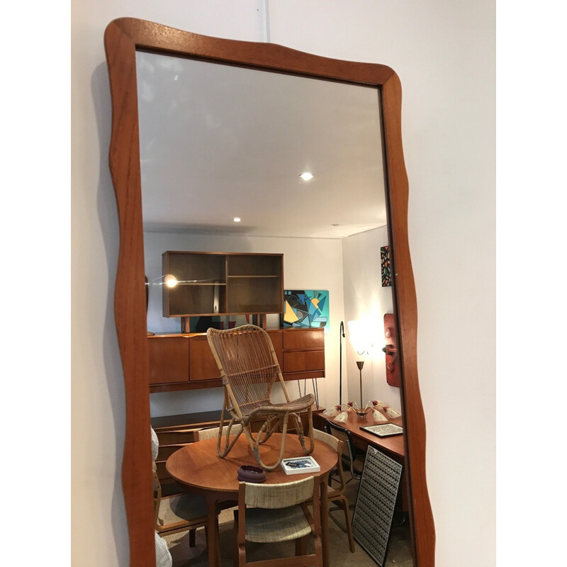 Large teak rectangular mirror - 1960s