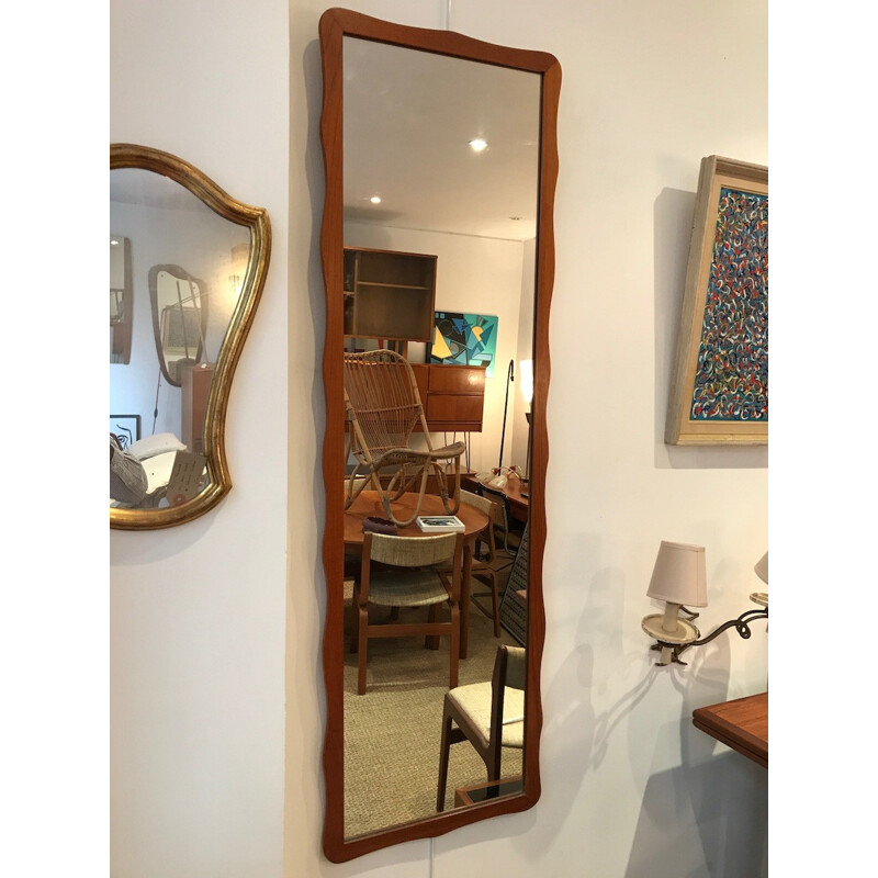 Large teak rectangular mirror - 1960s