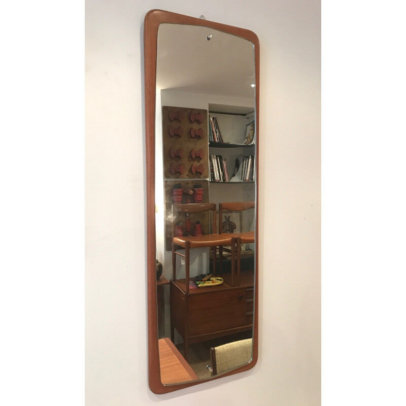 Rectangular vintage scandinavian teak mirror - 1960s