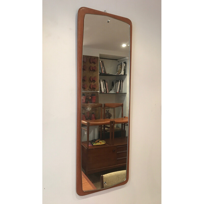 Rectangular vintage scandinavian teak mirror - 1960s