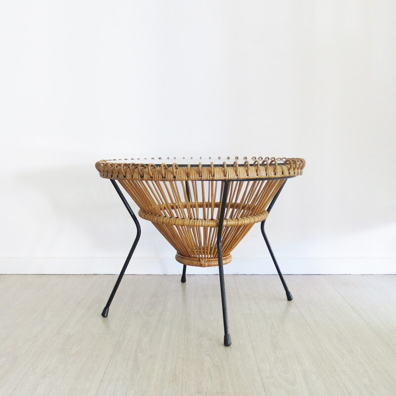 Rattan vintage Coffee Table by Franco Albini - 1950s