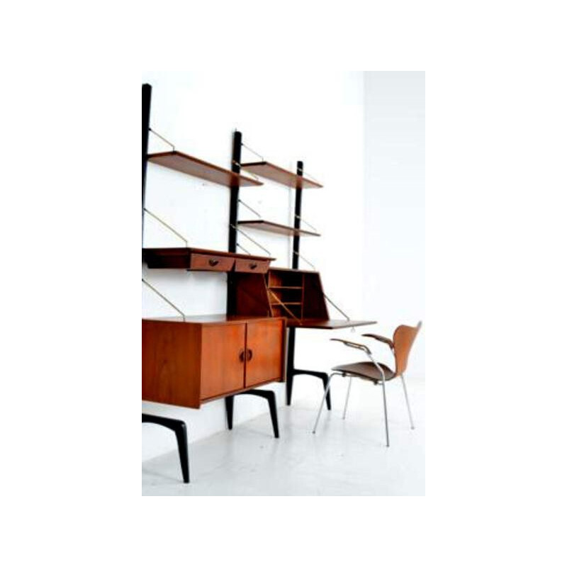 Desk- wall sytem with modular shelves by Louis Van Teeffelen - 1960s