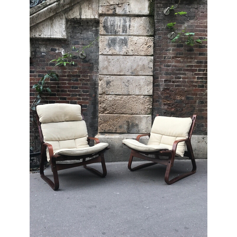 Pair of Wenge armchairs circa - 1970s