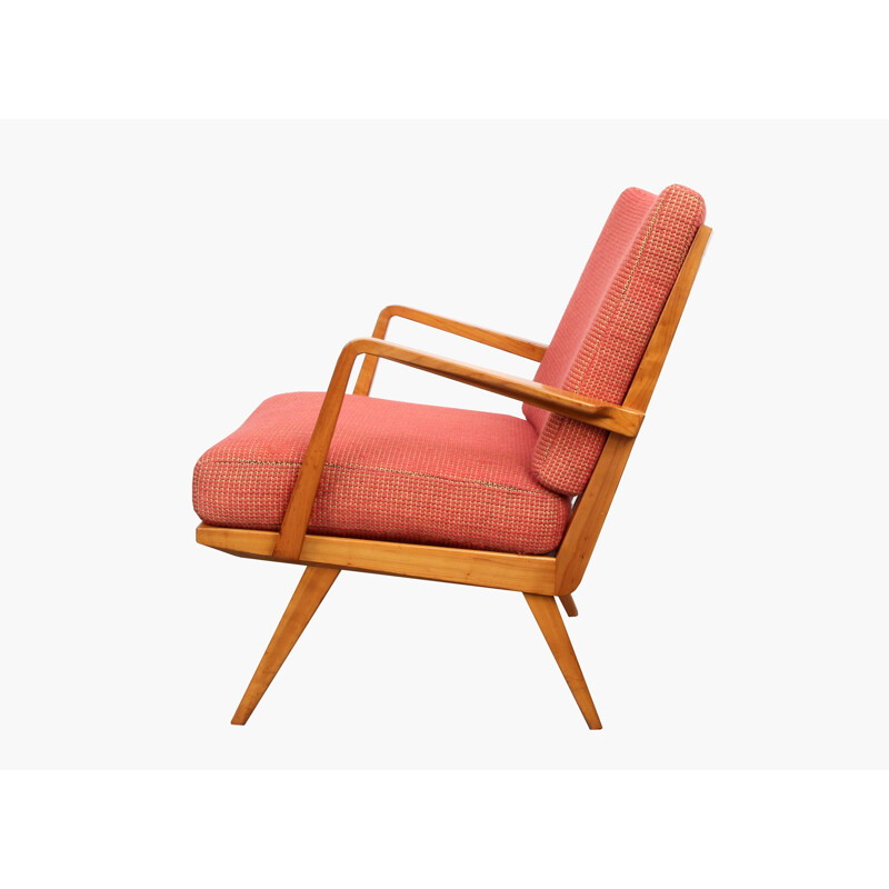 Red vintage armchair by Knoll Antimott - 1950s