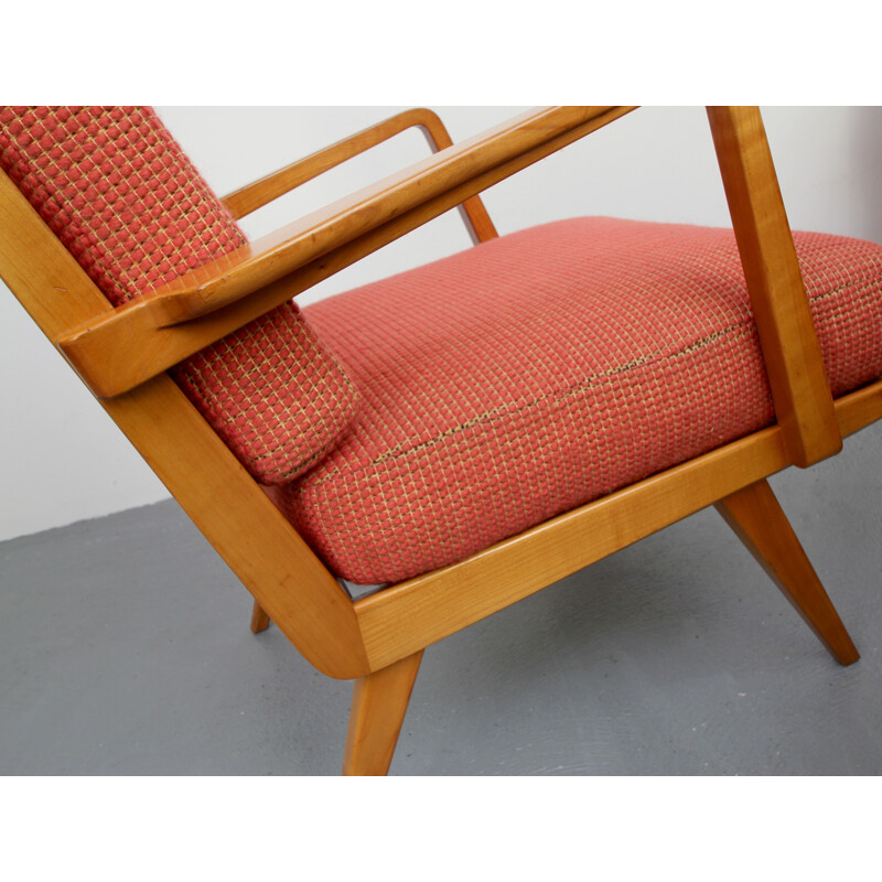 Red vintage armchair by Knoll Antimott - 1950s