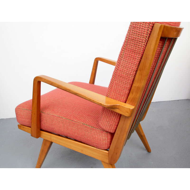 Red vintage armchair by Knoll Antimott - 1950s