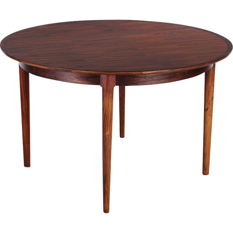 Round Scandinavian dining table of 4-8 people made of Rio Rosewood - 1970s