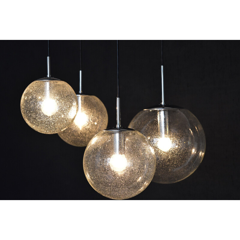 Set of 4 Glashütte Limburg pendant lamps - 1960s