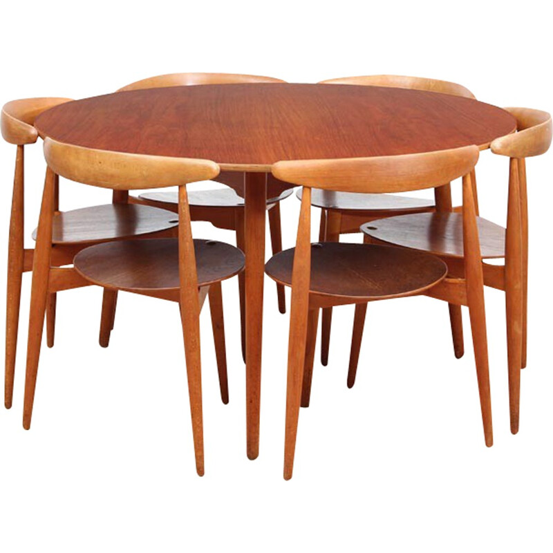 Vintage dining set in wood by Hans Wegner for Fritz Hansen - 1950s