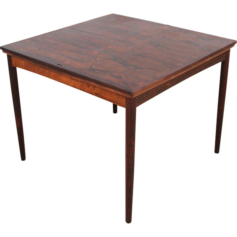 Vintage Scandinavian square table in rosewood with extensions and reversible tray - 1960s