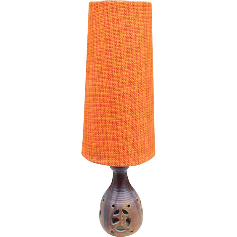 Vintage orange floor lamp in ceramic - 1960s