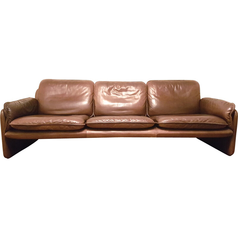 Vintage "DS61" 3-seater leather sofa produced by De Sede - 1960s