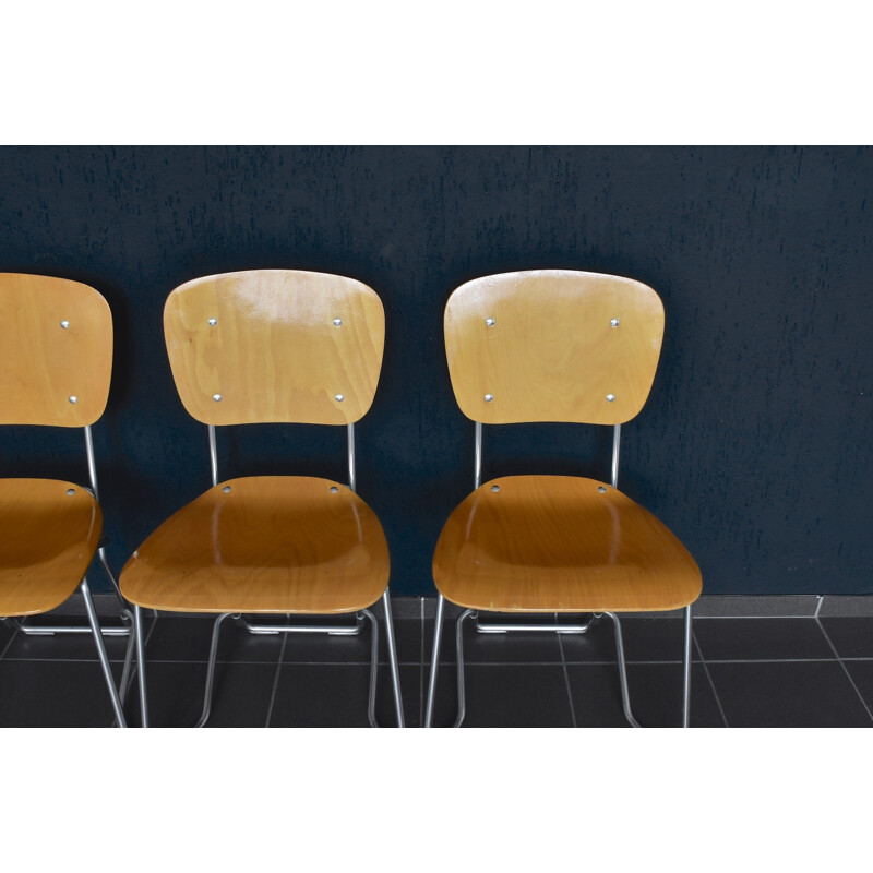 Set of 4 chairs in plywood by Armin Wirth for ALU Flex - 1950s