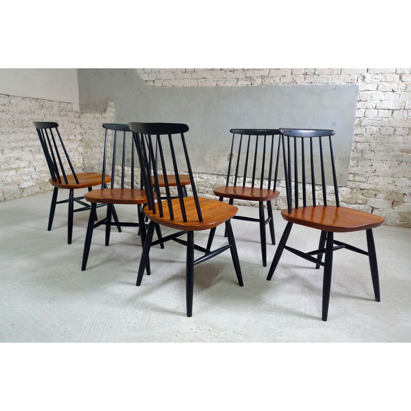 Suite de 6 chaises vintage scandinaves en teck - 1950