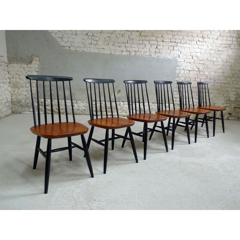 Suite de 6 chaises vintage scandinaves en teck - 1950