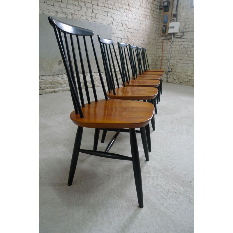 Set of 6 vintage Scandinavian chairs in teak - 1950s