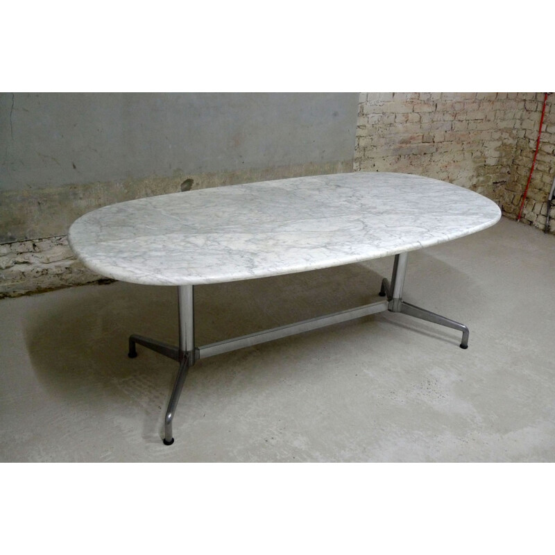 Large vintage table in marble and metal by Giancarlo Piretti - 1960s