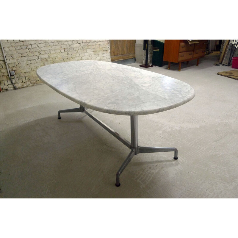 Large vintage table in marble and metal by Giancarlo Piretti - 1960s