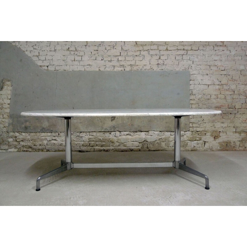 Large vintage table in marble and metal by Giancarlo Piretti - 1960s