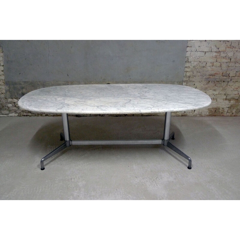 Large vintage table in marble and metal by Giancarlo Piretti - 1960s