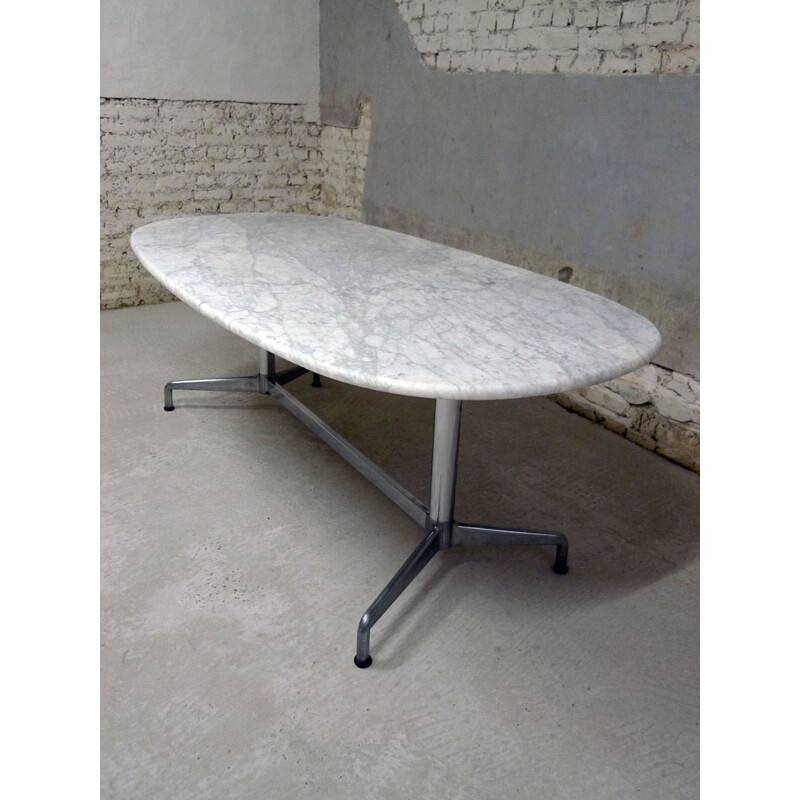 Large vintage table in marble and metal by Giancarlo Piretti - 1960s