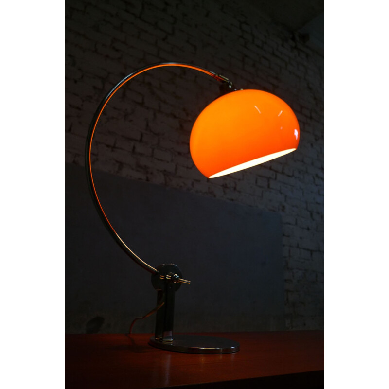 Vintage orange lamp in metal and plexiglass - 1970s