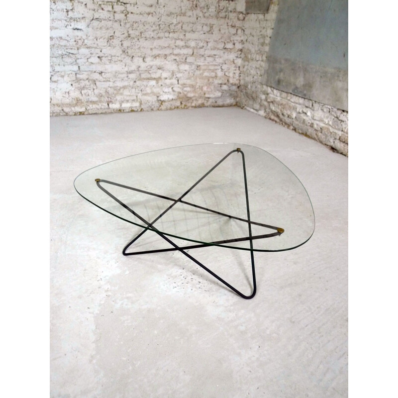 Vintage coffee table in glass by Florent Lasbleiz for Airborne - 1950s
