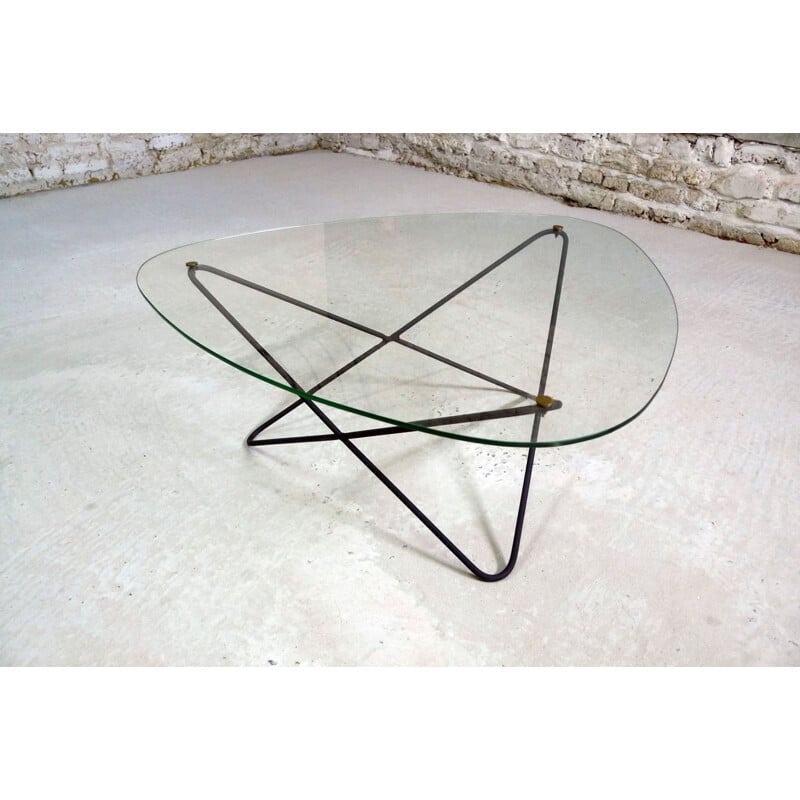 Vintage coffee table in glass by Florent Lasbleiz for Airborne - 1950s
