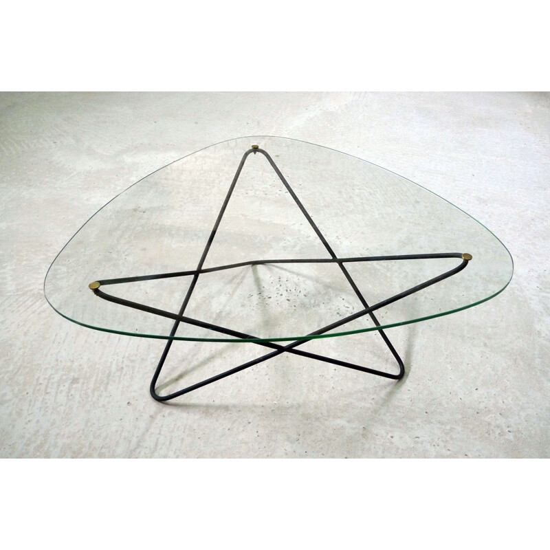 Vintage coffee table in glass by Florent Lasbleiz for Airborne - 1950s