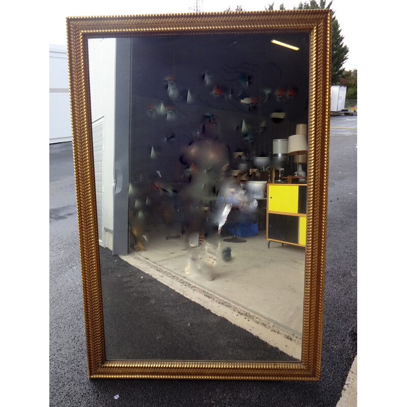 Grand miroir vintage en bois doré - 1930