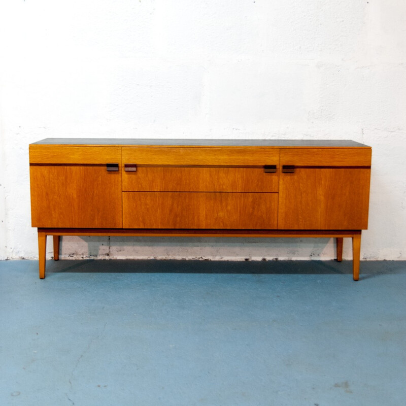 Vintage sideboard in clear teak produced by Nathan - 1960s