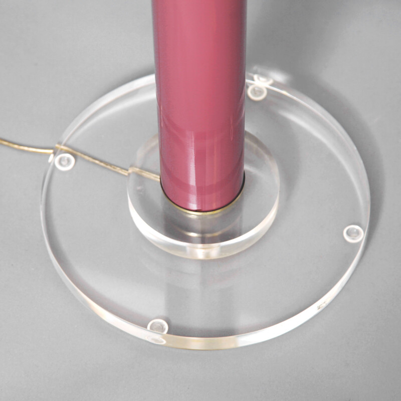 Vintage pink metal and lucite floor lamp by Chapman - 1970s