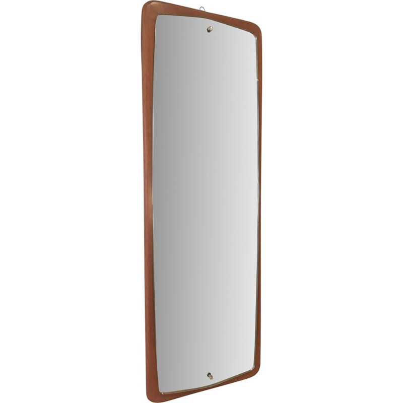 Miroir vintage scandinave rectangulaire en teck - 1960