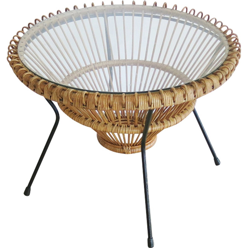 Rattan vintage Coffee Table by Franco Albini - 1950s