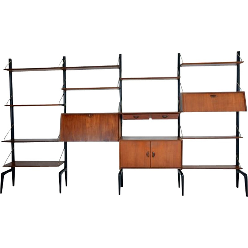 Desk- wall sytem with modular shelves by Louis Van Teeffelen - 1960s