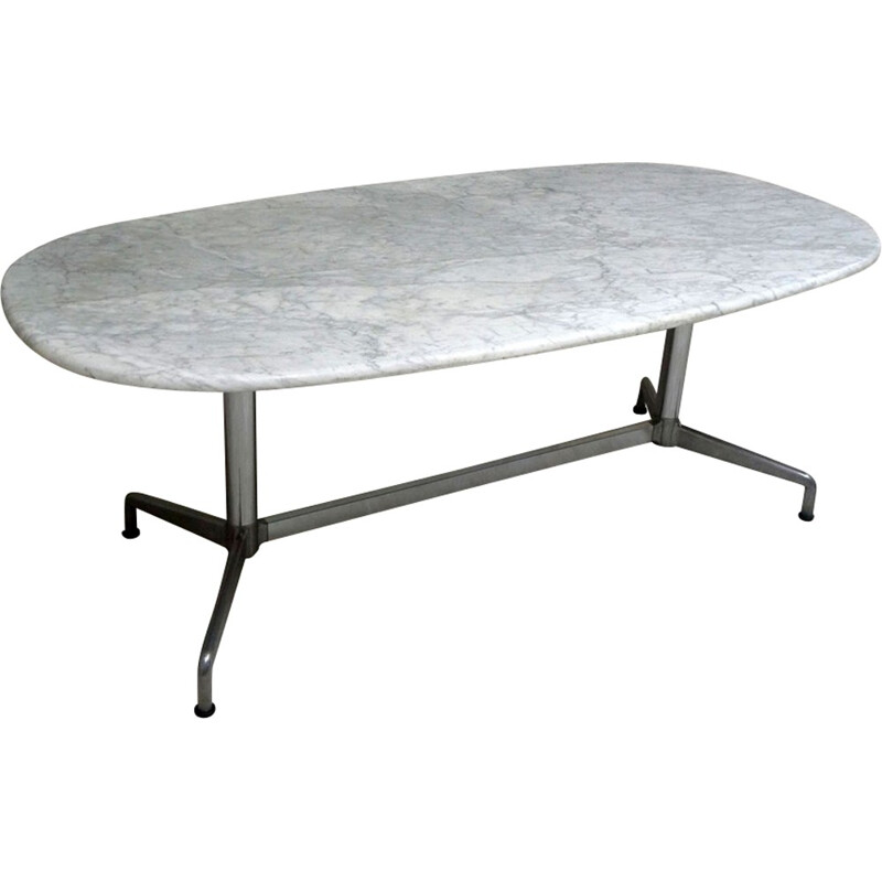 Grande table vintage en marbre et métal de Giancarlo Piretti - 1960