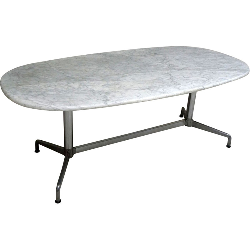 Large vintage table in marble and metal by Giancarlo Piretti - 1960s