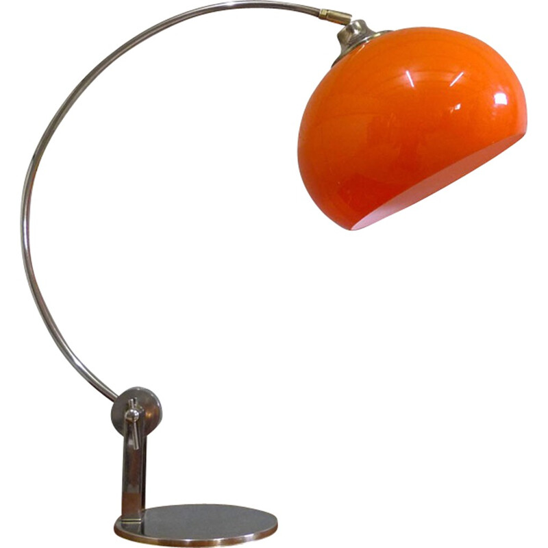 Lampe vintage orange en métal et plexiglas - 1970