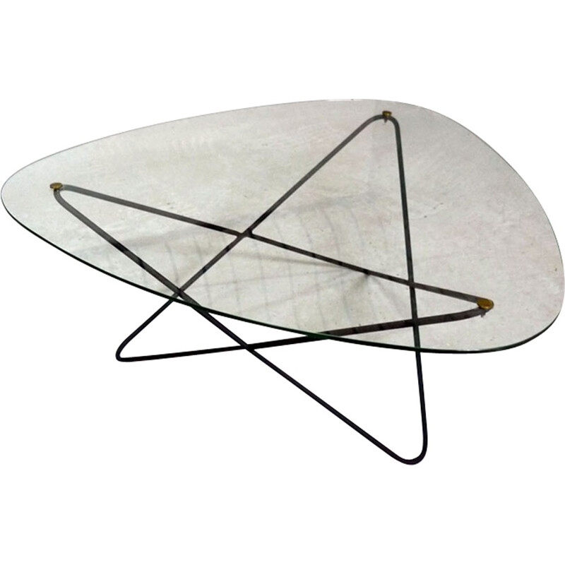 Vintage coffee table in glass by Florent Lasbleiz for Airborne - 1950s