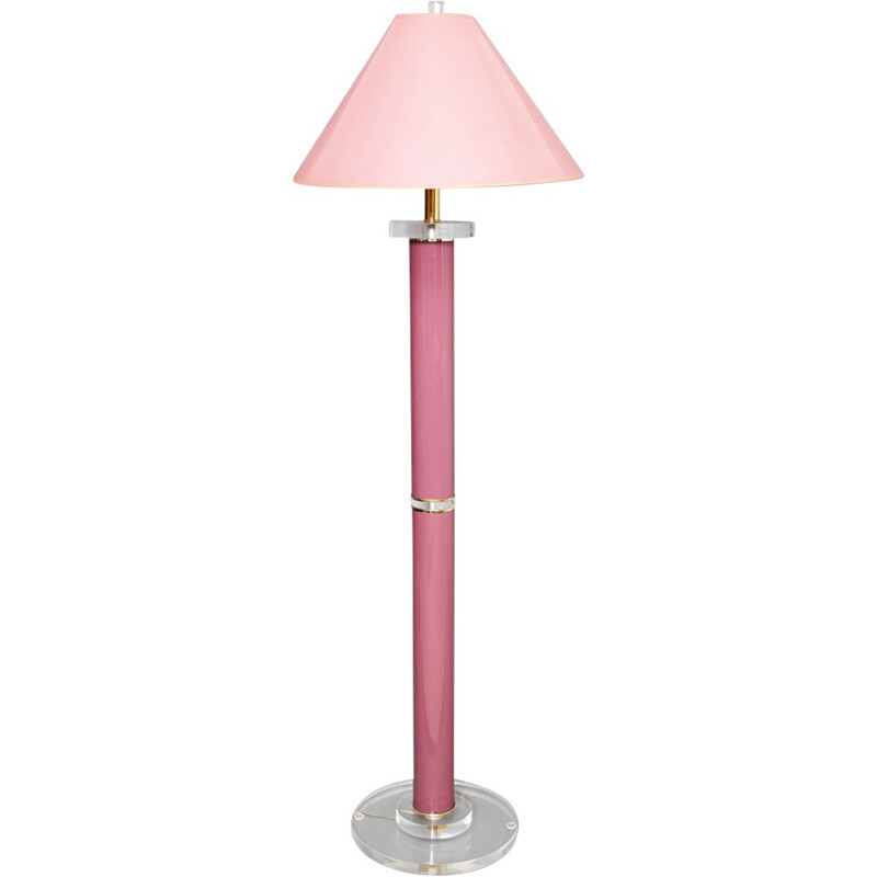 Lampadaire vintage en métal rose et lucite de Chapman - 1970
