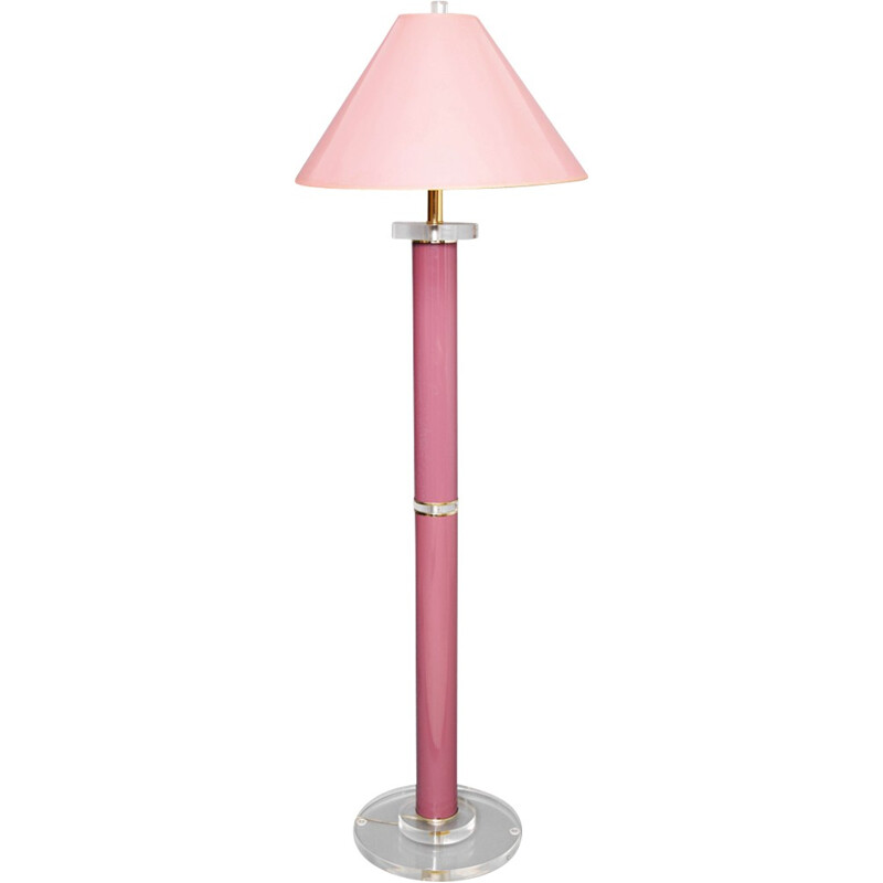 Vintage pink metal and lucite floor lamp by Chapman - 1970s